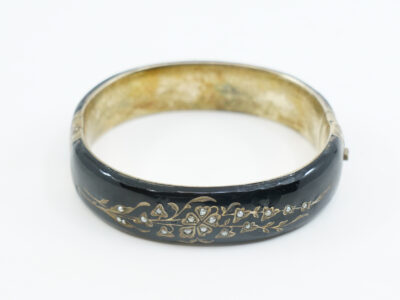 Armring Silver S925 36,6g Diameter 6cm med emalj och pärlor brukslitage