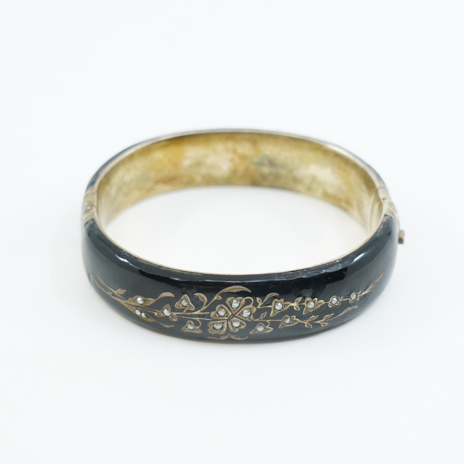 Armring Silver S925 36,6g Diameter 6cm med emalj och pärlor brukslitage