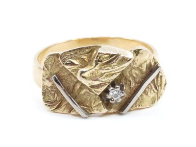 Ring tvåfärgad Guld 18K 6,3g Ø18,5 med diamant