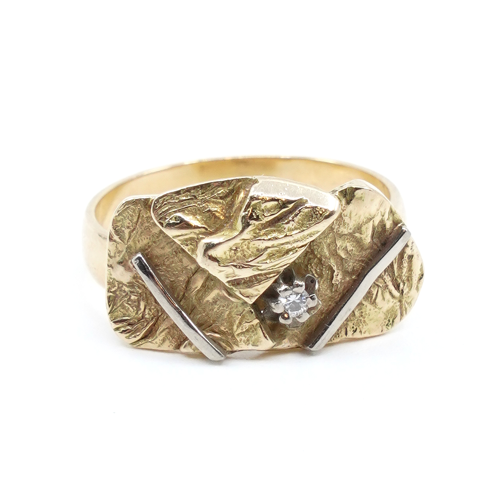 Ring tvåfärgad Guld 18K 6,3g Ø18,5 med diamant