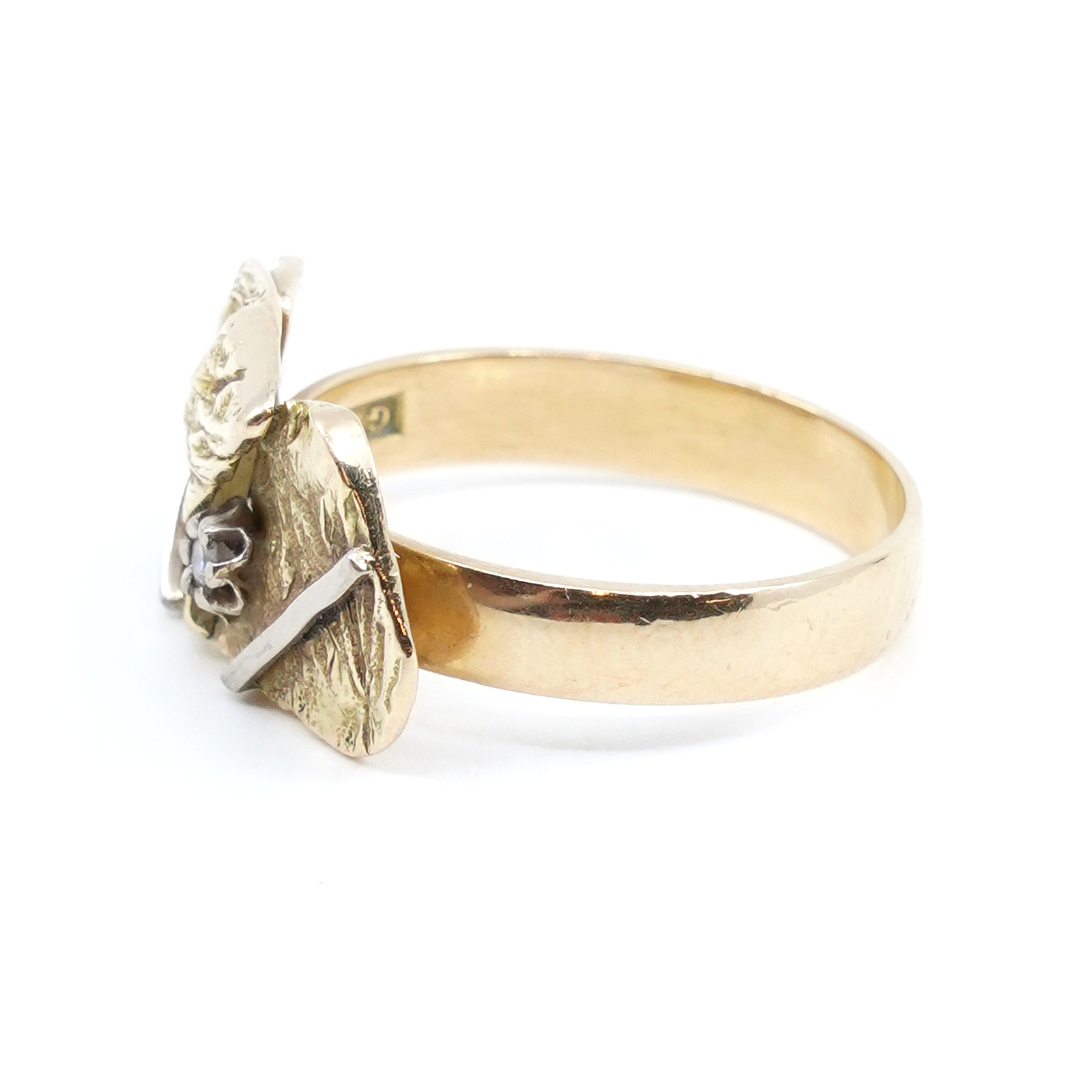 Ring tvåfärgad Guld 18K 6,3g Ø18,5 med diamant