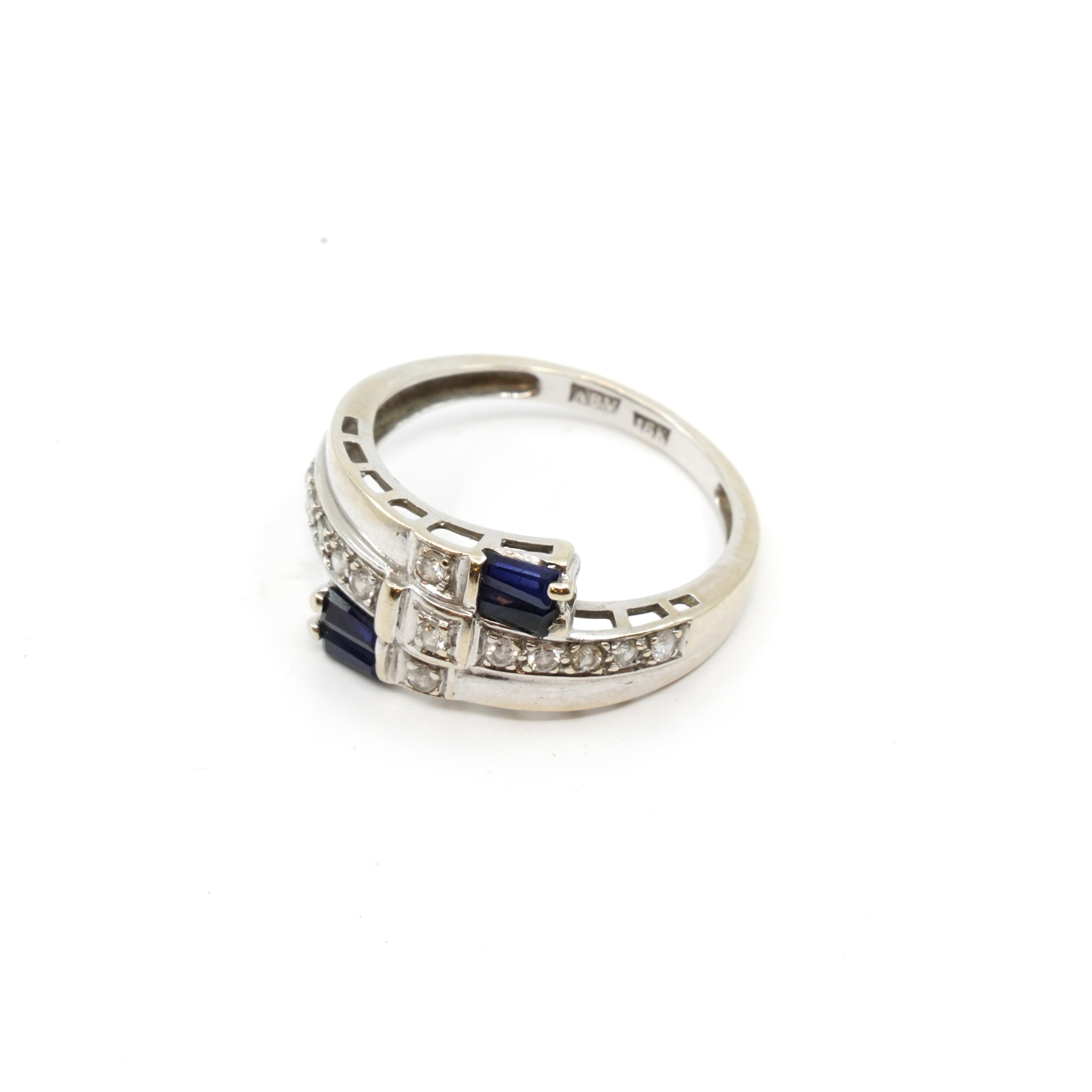 Ring Vitguld 18K Med vita och blåa stenar