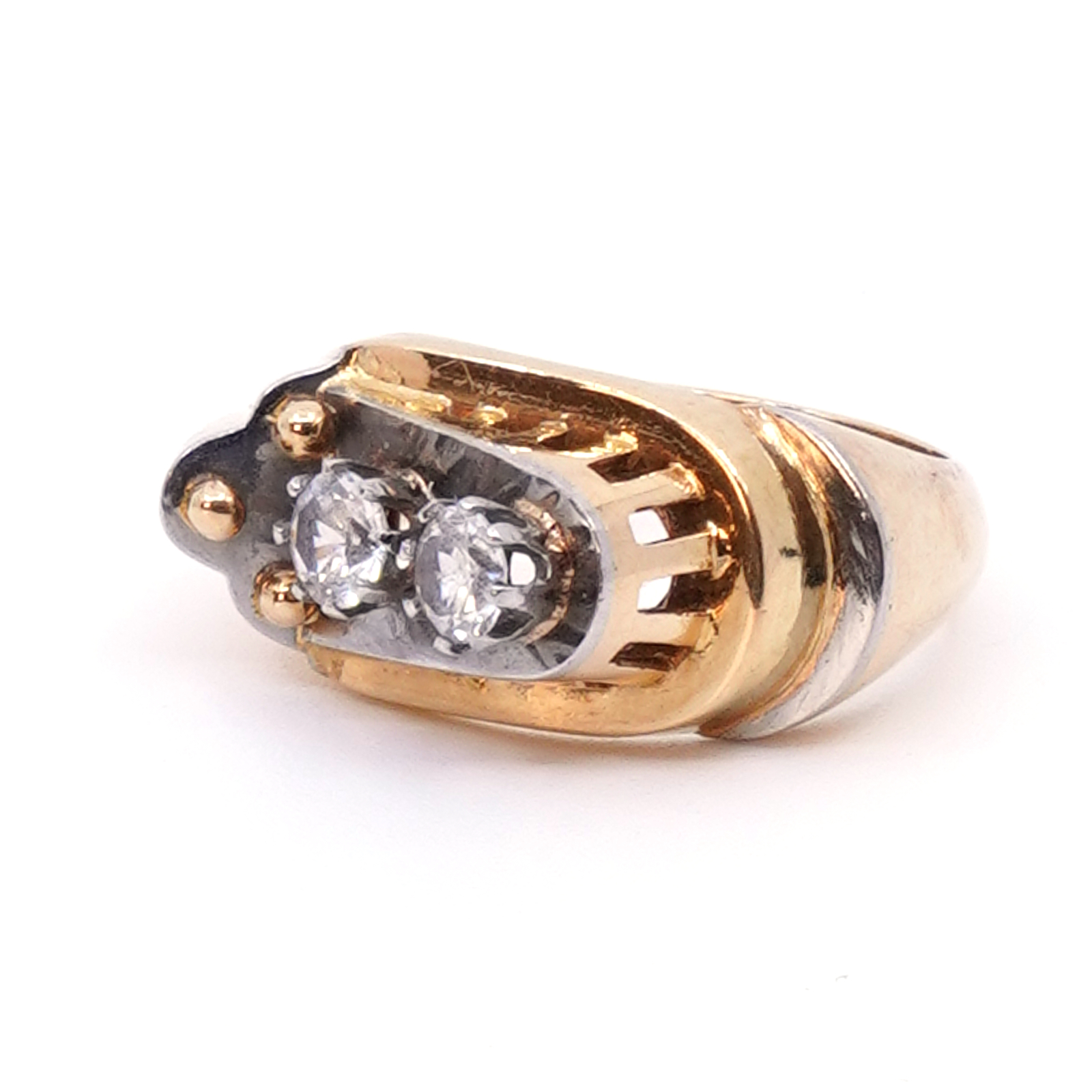 Ring tvåfärgat Guld 18K med stenar