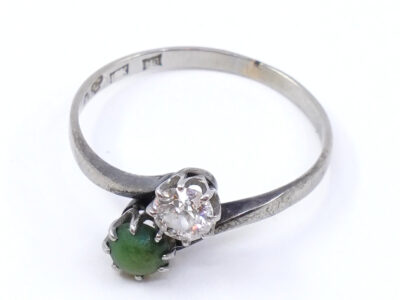 Ring Vitguld 18K med sten & diamant