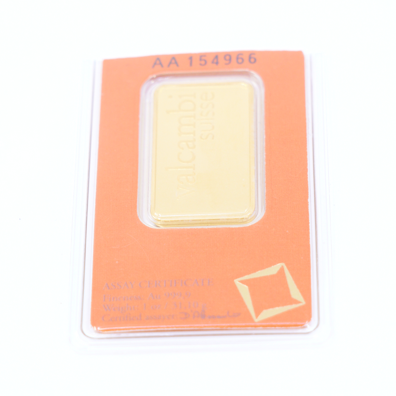Guldtacka 24K (99,9%) 1oz / 31,1g - Valcambi Suisse