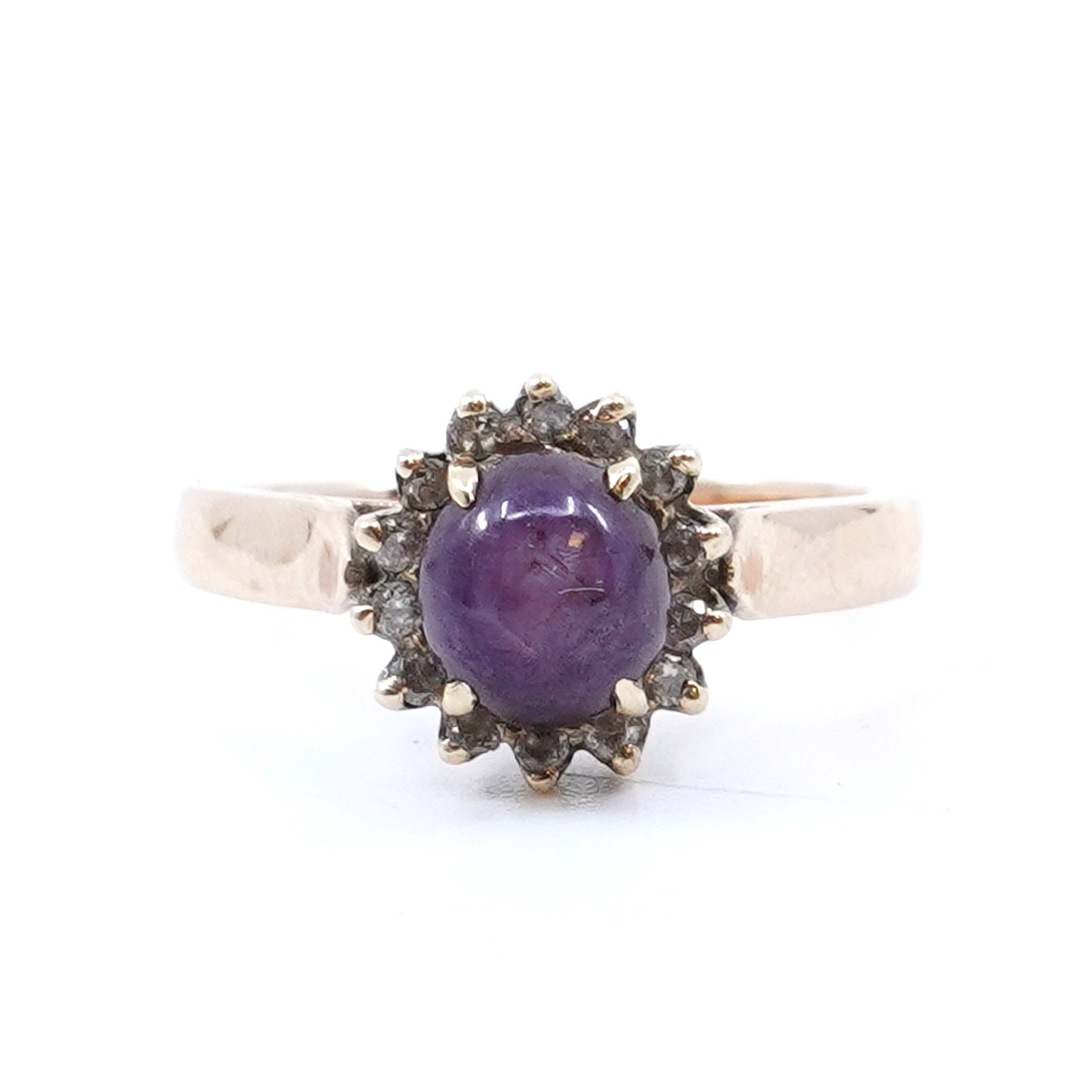 Ring med sten och diamanter 13xca0,01ct 14K 3,0g Ø15,5