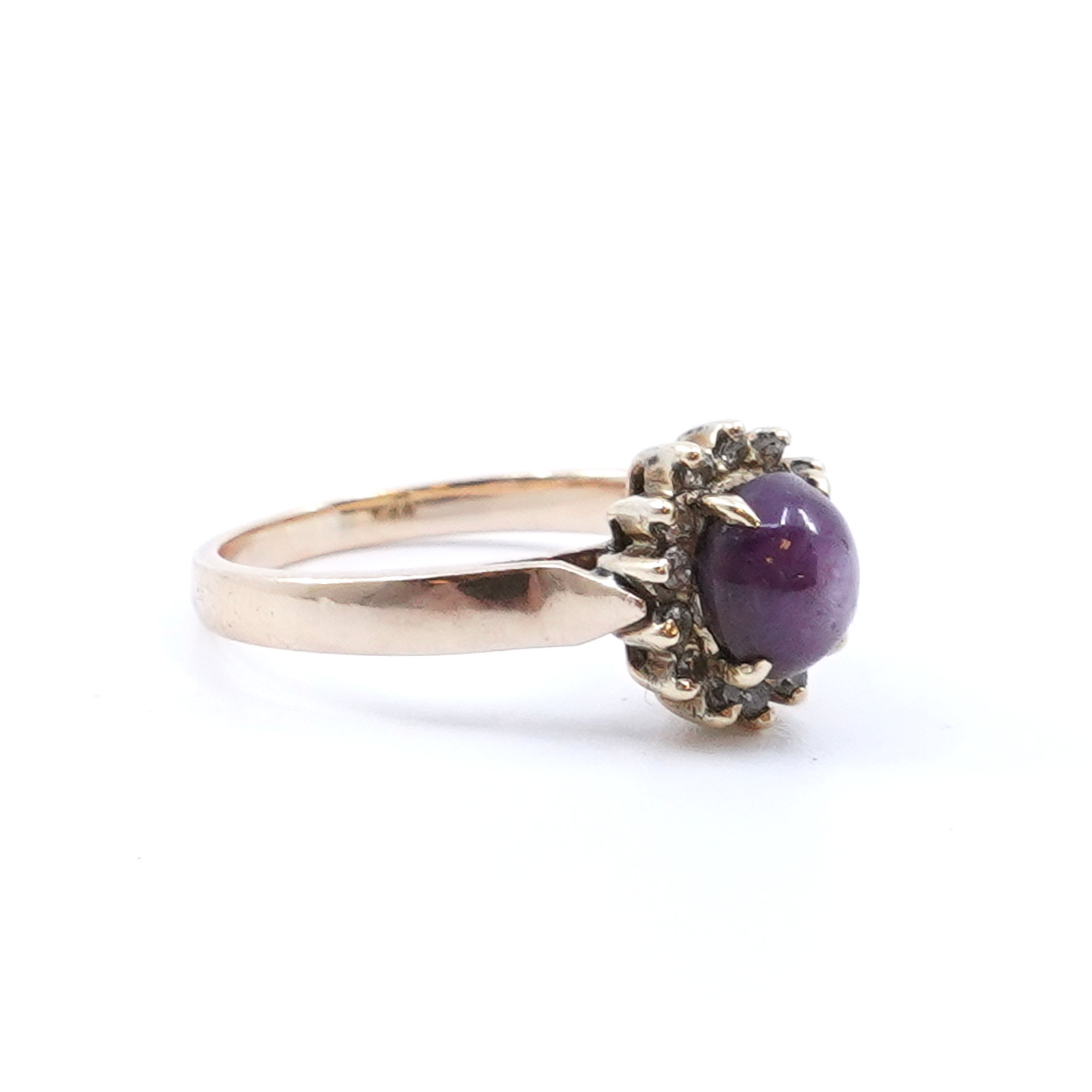 Ring med sten och diamanter 13xca0,01ct 14K 3,0g Ø15,5