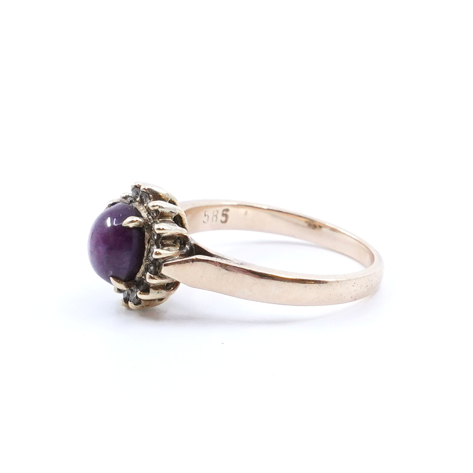 Ring med sten och diamanter 13xca0,01ct 14K 3,0g Ø15,5