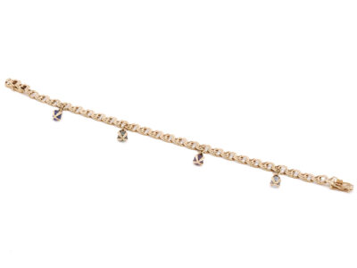 Armband Bismarck med fyra berlocker Guld 18K 16,8g, 19,3cm