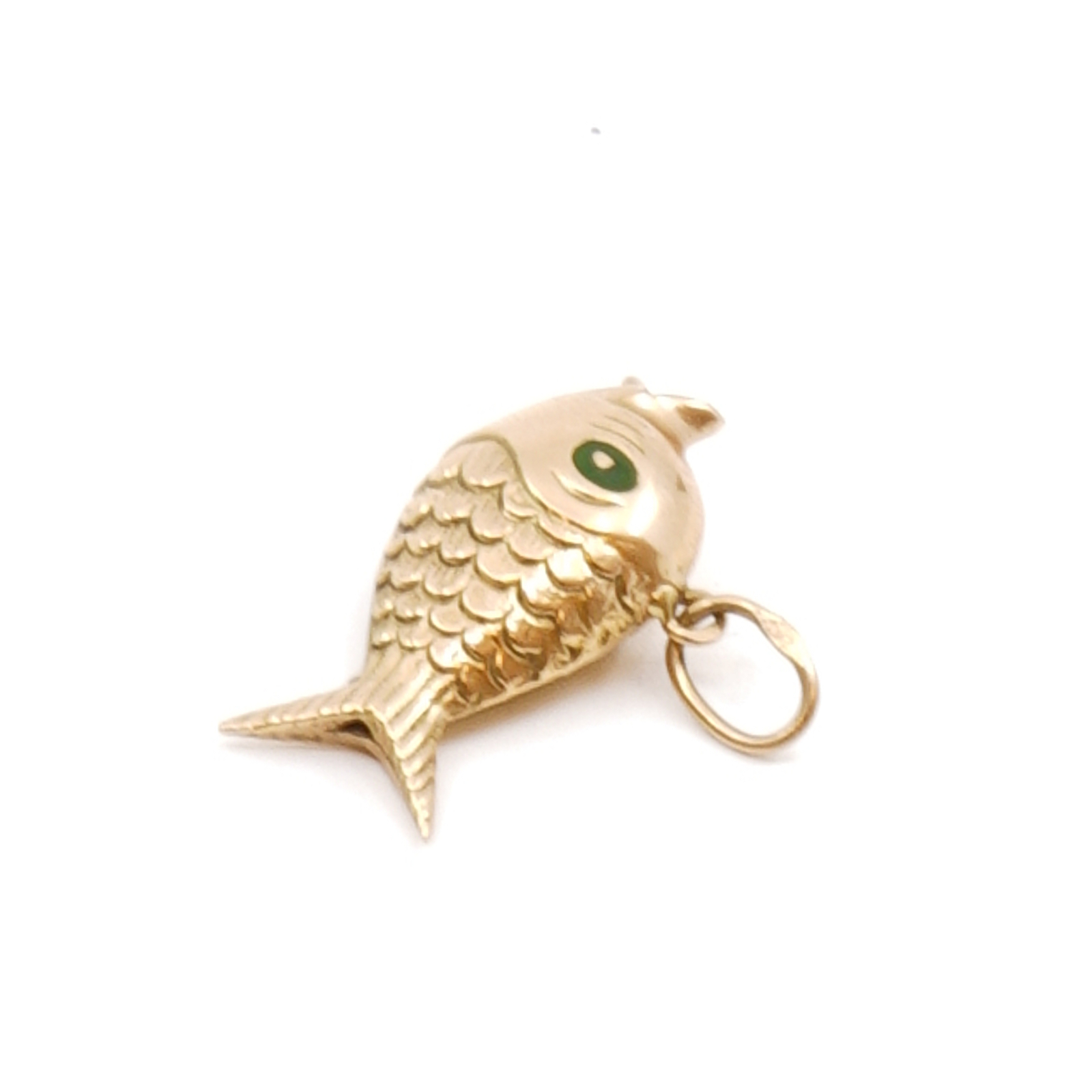 Hänge Fisk med grön emalj Guld 18K 1,26g