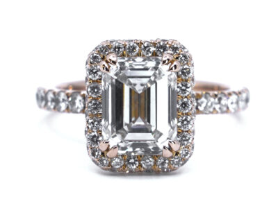 Haloring 18K roséguld med diamant 2,51 ct (F/VS1) Smaragdslipad Ø16¼