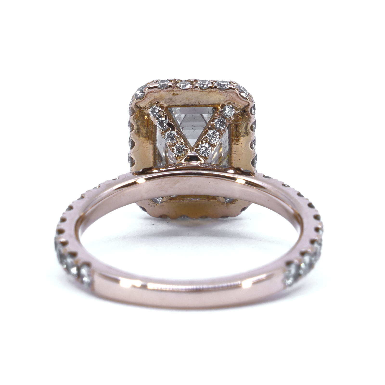 Haloring 18K roséguld med diamant 2,51 ct (F/VS1) Smaragdslipad Ø16¼
