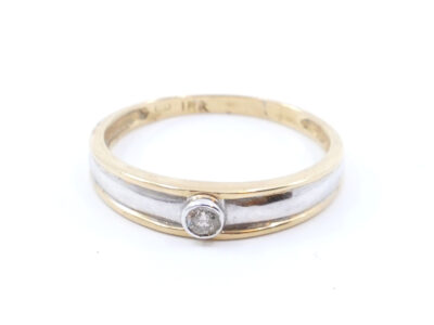 Ring Guld 18K 2,0g Ø17.50mm tvåfärgad med diamant 1xca0,05ct