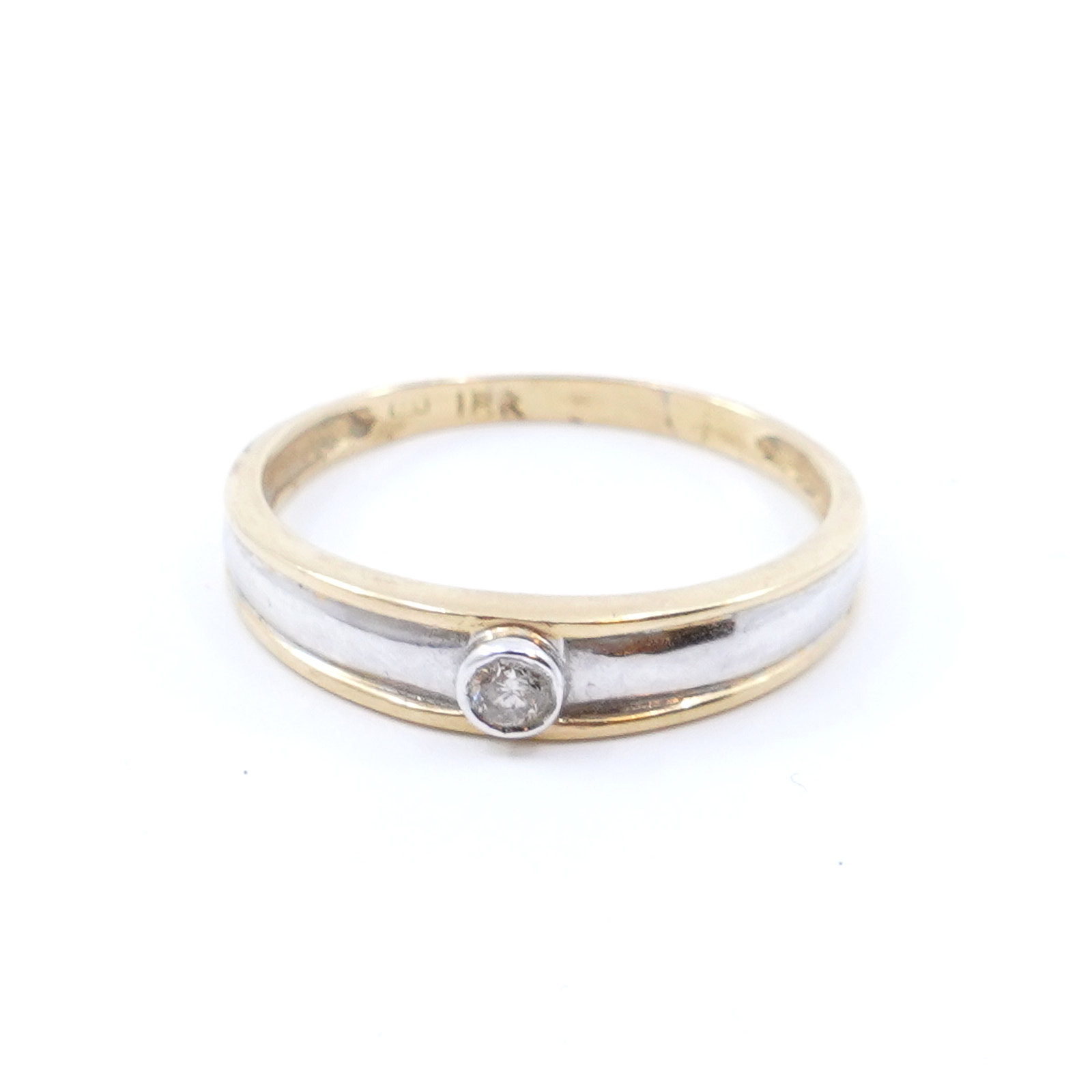 Ring Guld 18K 2,0g Ø17.50mm tvåfärgad med diamant 1xca0,05ct