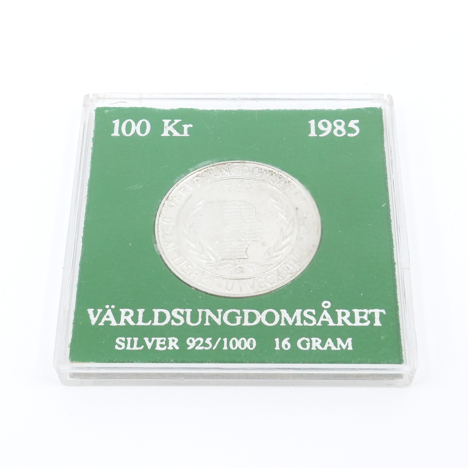 Minnesmynt Världsungdomsåret 1985 silver S925