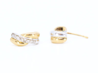 Örhängen tvåfärgade med diamanter 12x ca 0,008ct