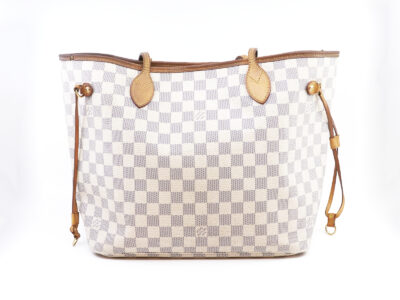 Handväska Louis Vuitton Neverfull MM Damier Azur Canvas