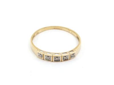 Ring Guld 18K 1,3g Ø17 med åttkantslipade diamanter 5xca0,01ct