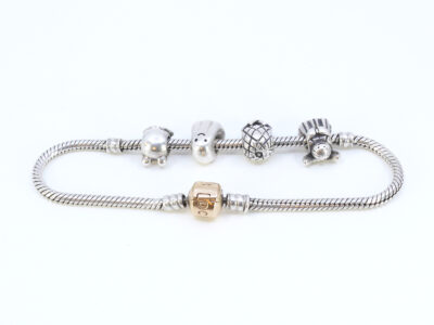 Silverarmband Pandora med guldlås i 14K