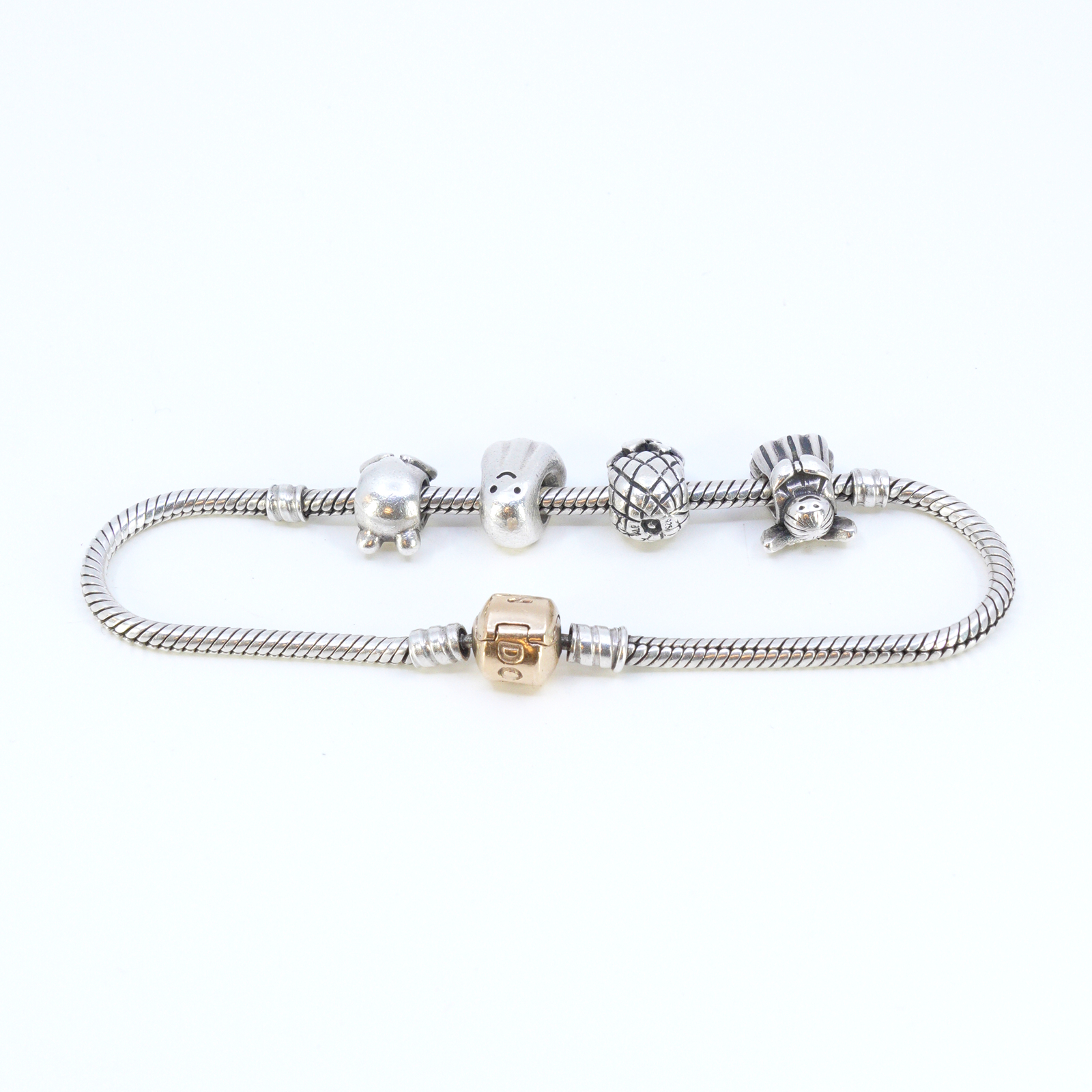 Silverarmband Pandora med guldlås i 14K