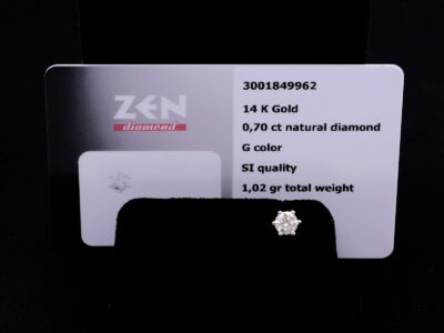 Diamantörhänge ett udda 1xca0,70ct Si G med certifikat Guld 14K