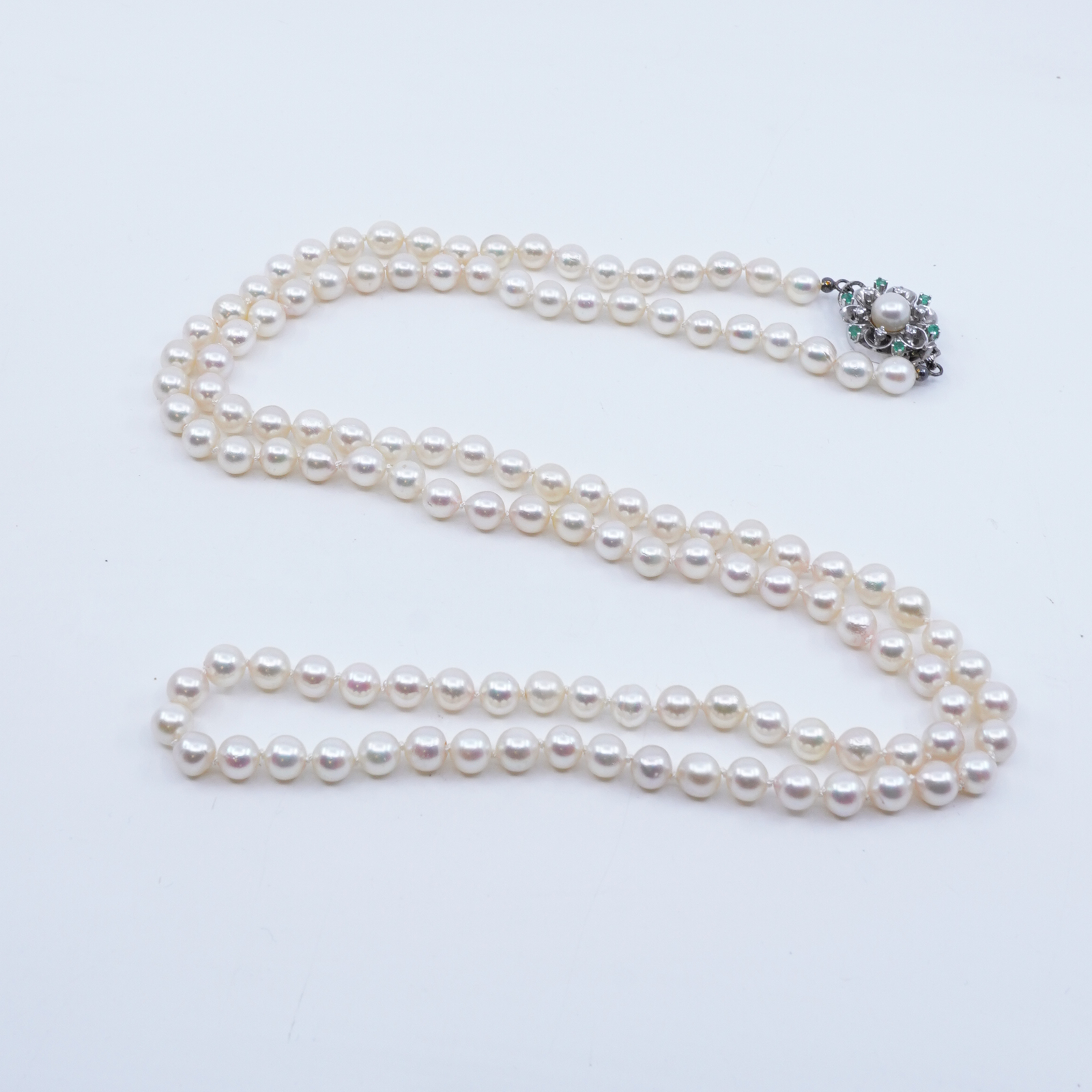 Pärlcollier 18K vitguldslås
