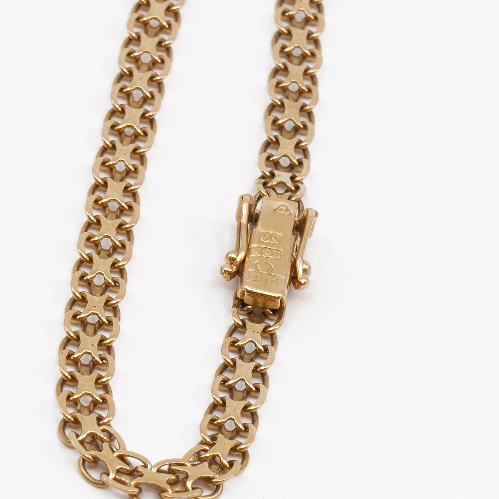 Armband X-länk Guld 18K 6,4g Längd 19cm Bredd 5mm, kistlås