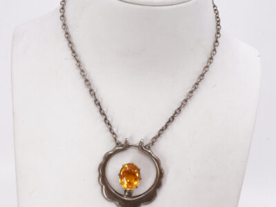 Collier med gul sten Silver S830 6,7g Längd 44cm