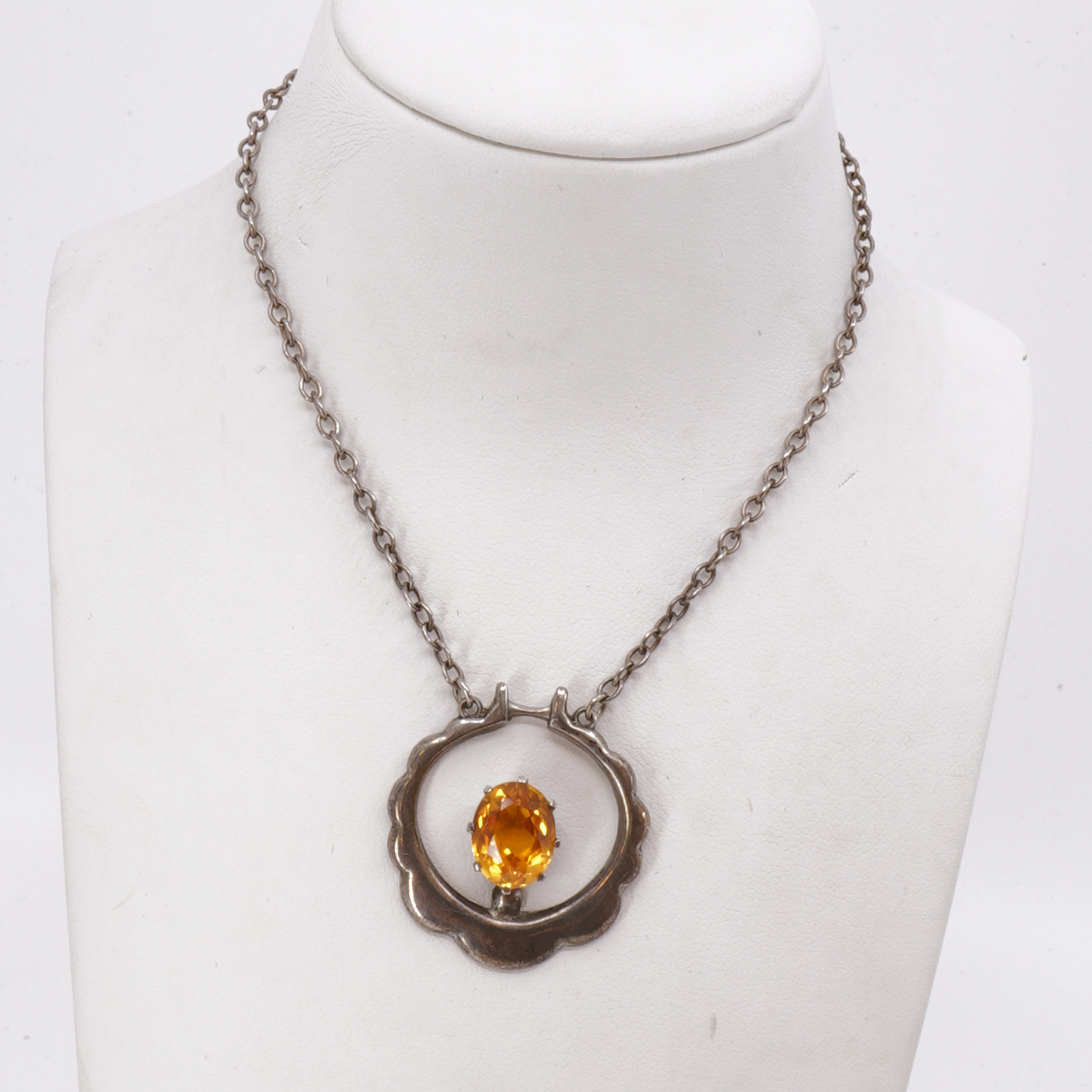 Collier med gul sten Silver S830 6,7g Längd 44cm