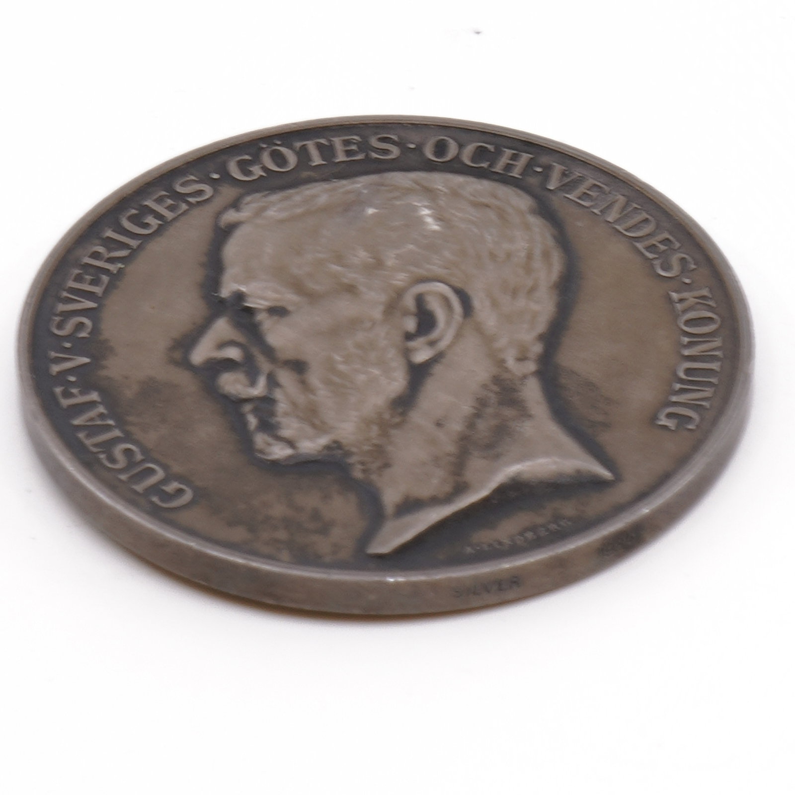 Mynt, Pris "För hästafvelns främjande" Gustaf Sveriges- Götes- och Vendes Konung, Sverige 1934, Silver S925 37,4g