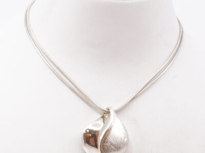 Collier dubbla Ormlänkar med hänge Hjärta S925 43,5-46,5cm