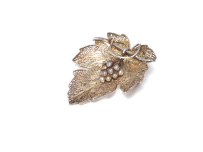 Brosch Silver S925 löv med motiv