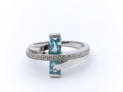 Ring Silver S925 med blåa & vita stenar Ø17½