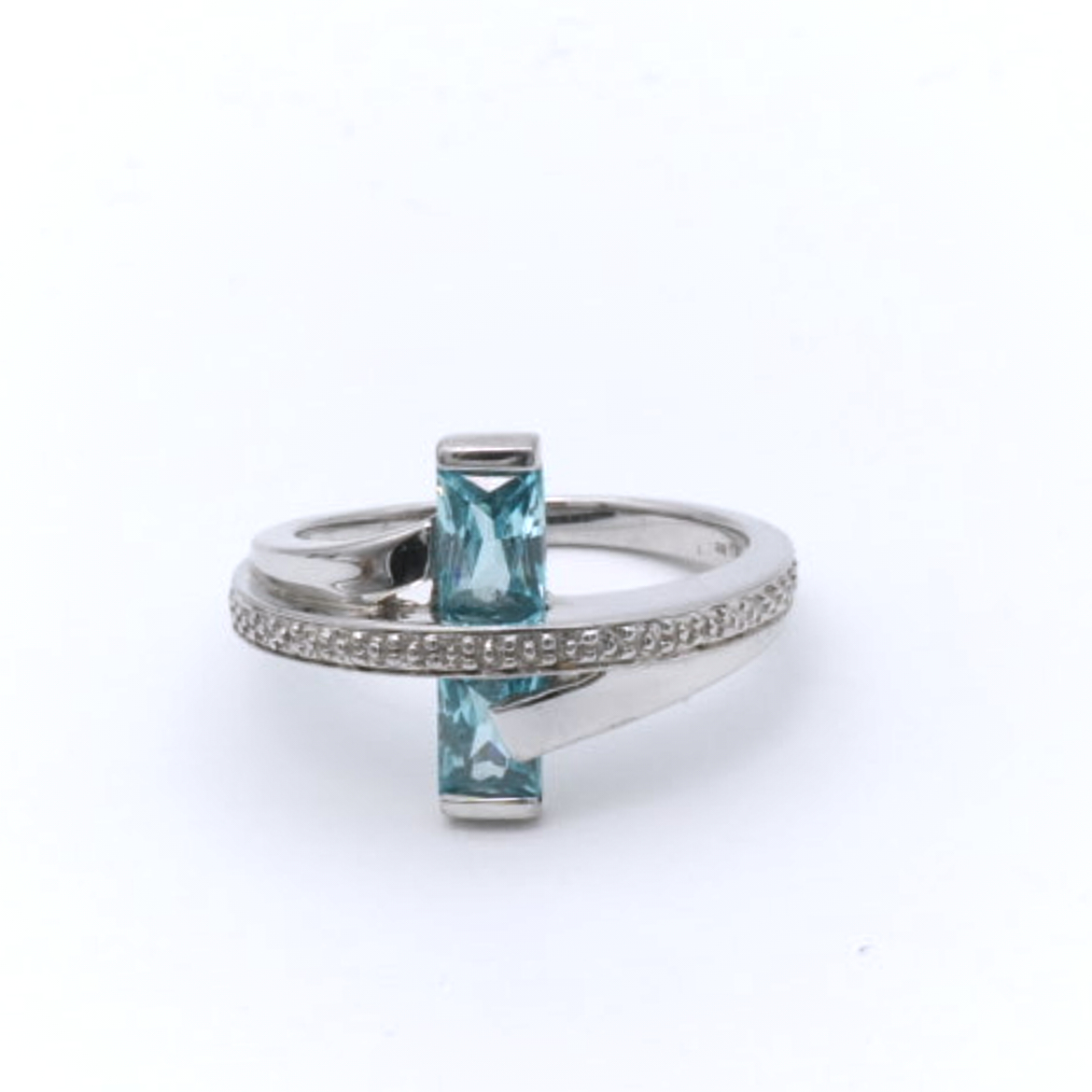 Ring Silver S925 med blåa & vita stenar Ø17½