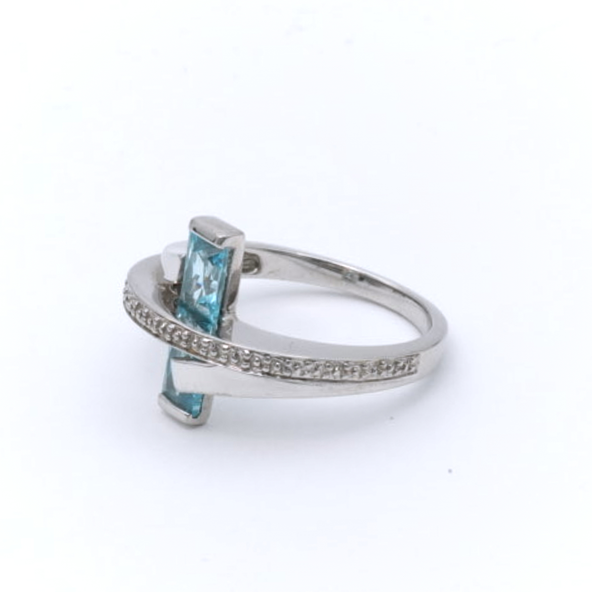 Ring Silver S925 med blåa & vita stenar Ø17½