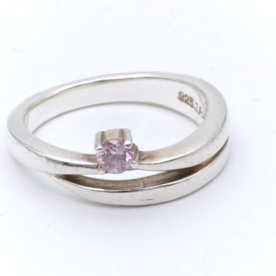 Ring Silver S925 med rosa sten Ø17½