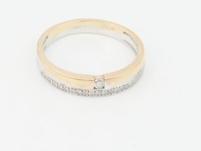 Ring tvåfärgat Guld 18K Brv 3,1g Ø17 med diamanter