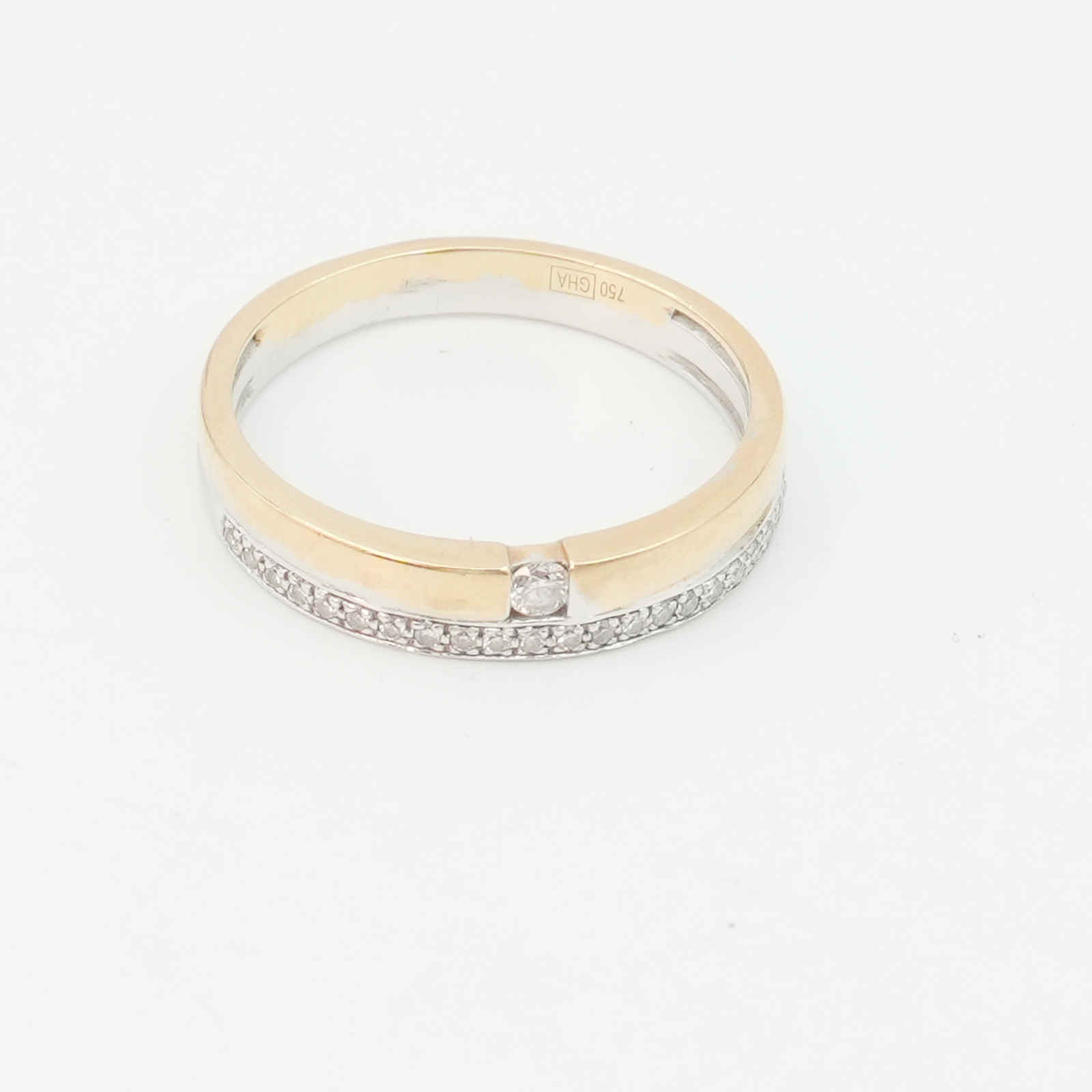 Ring tvåfärgat Guld 18K Brv 3,1g Ø17 med diamanter