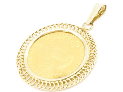 Hänge/berlock mynt 20 Francs Guld 21,6K ram i 14K