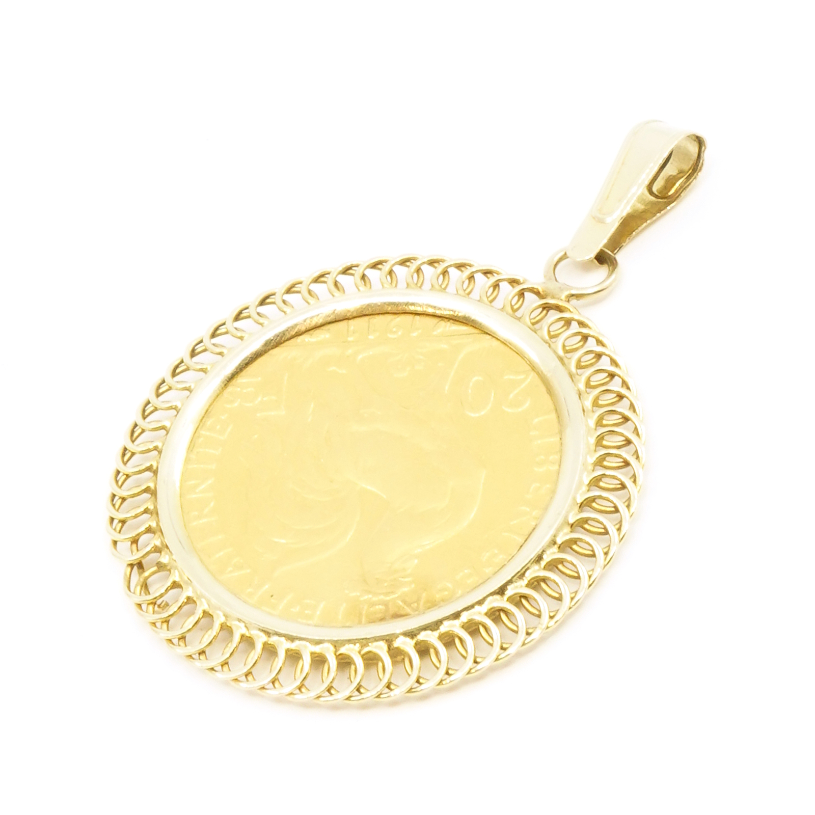 Hänge/berlock mynt 20 Francs Guld 21,6K ram i 14K