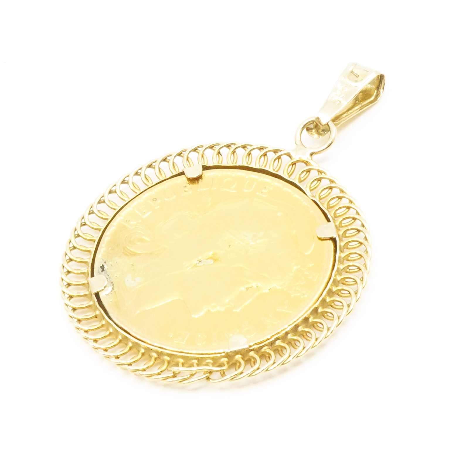 Hänge/berlock mynt 20 Francs Guld 21,6K ram i 14K