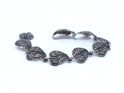 Armband bladformade länkar med markasiter S830 17,5cm