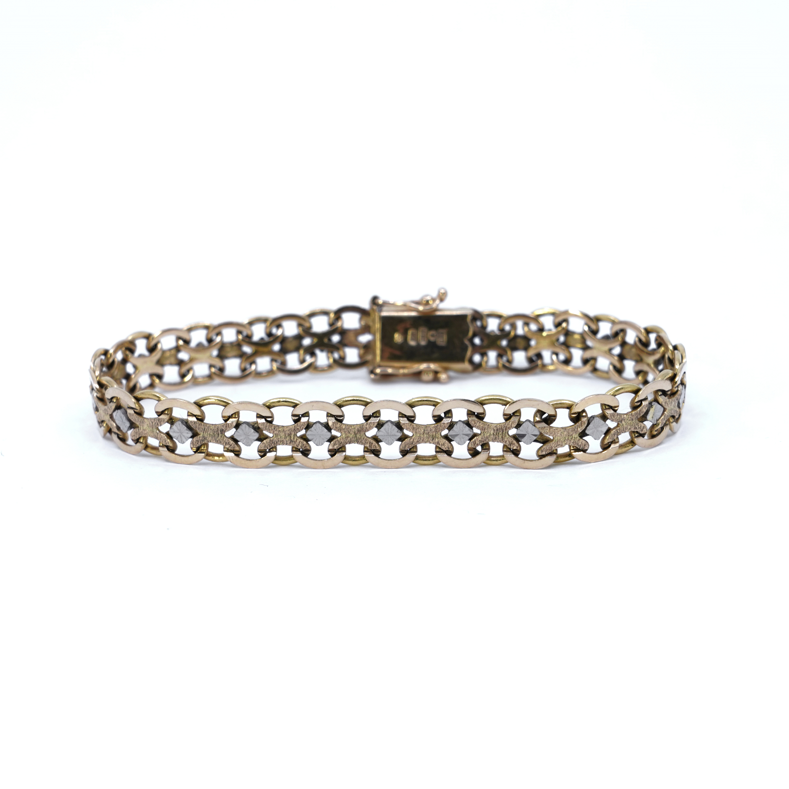 Armband X-länk 18K tvåfärgad & mönstrad 18cm
