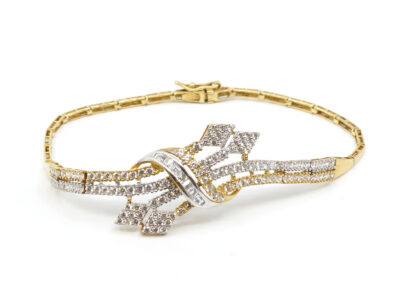 Armband Tvåfärgat Guld 18K Med vita stenar