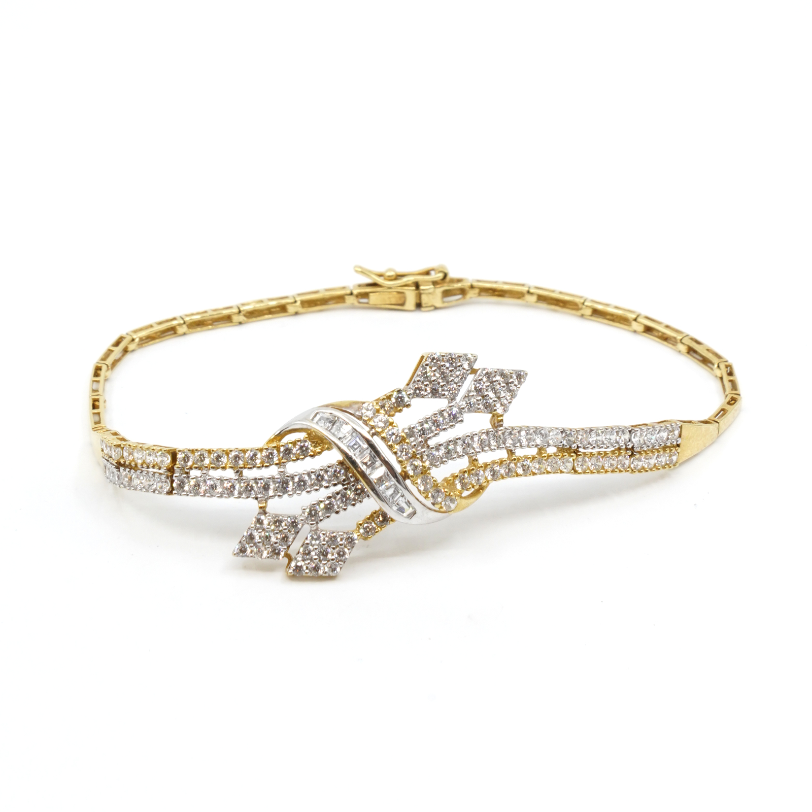 Armband Tvåfärgat Guld 18K Med vita stenar