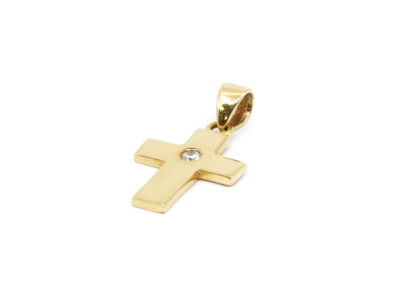 Hänge/berlock Kors Guld 18K Med vit sten