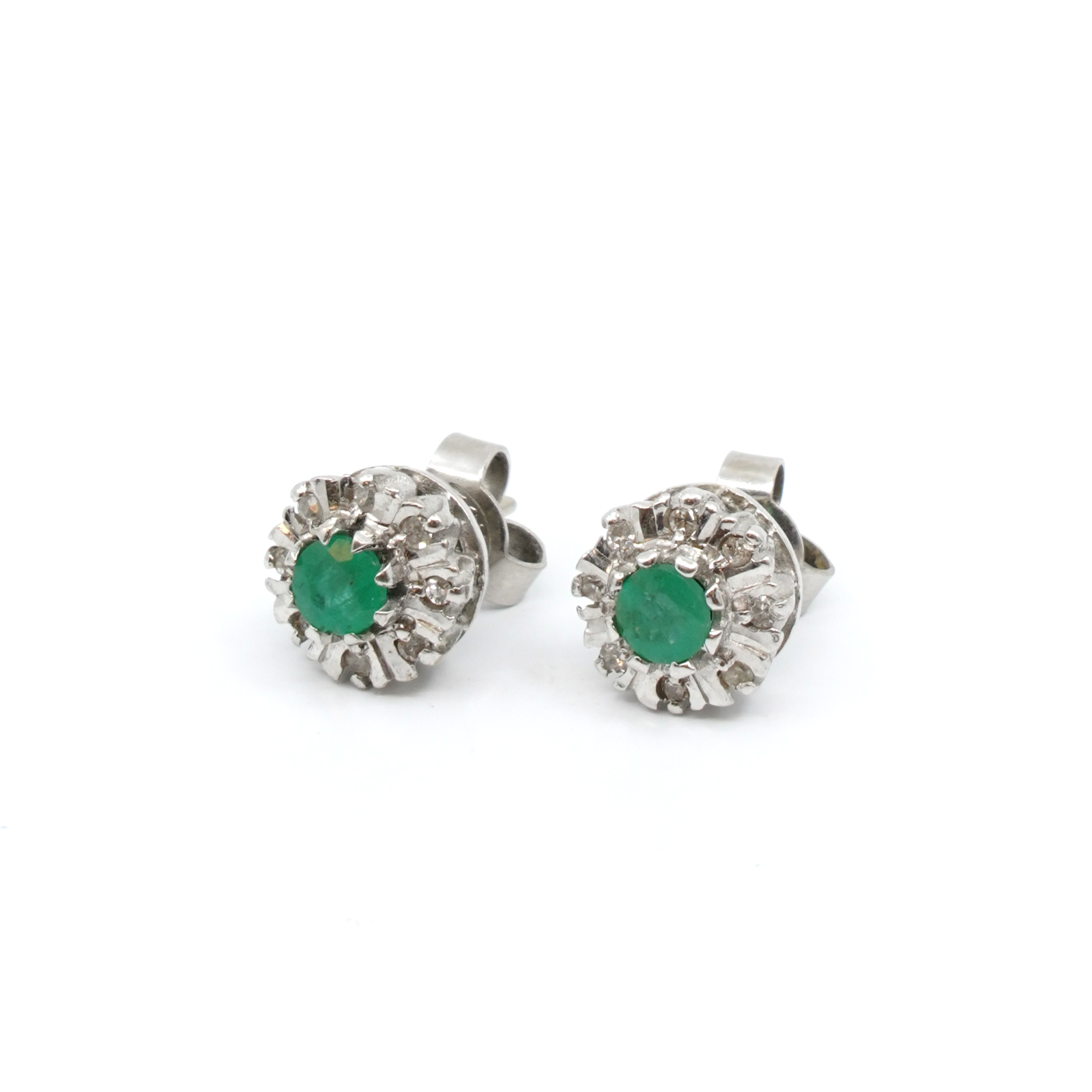 Örhängen Carmose Vitguld 18K Med diamanter och gröna stenar