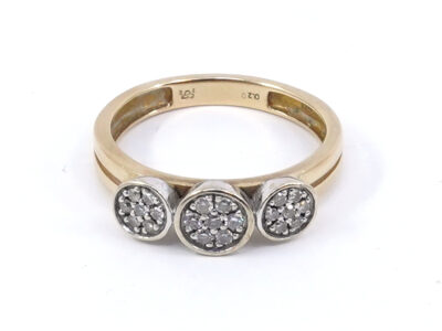 Ring tvåfärgat guld 18K 3,6g Ø17 med diamanter 21xca0,005ct