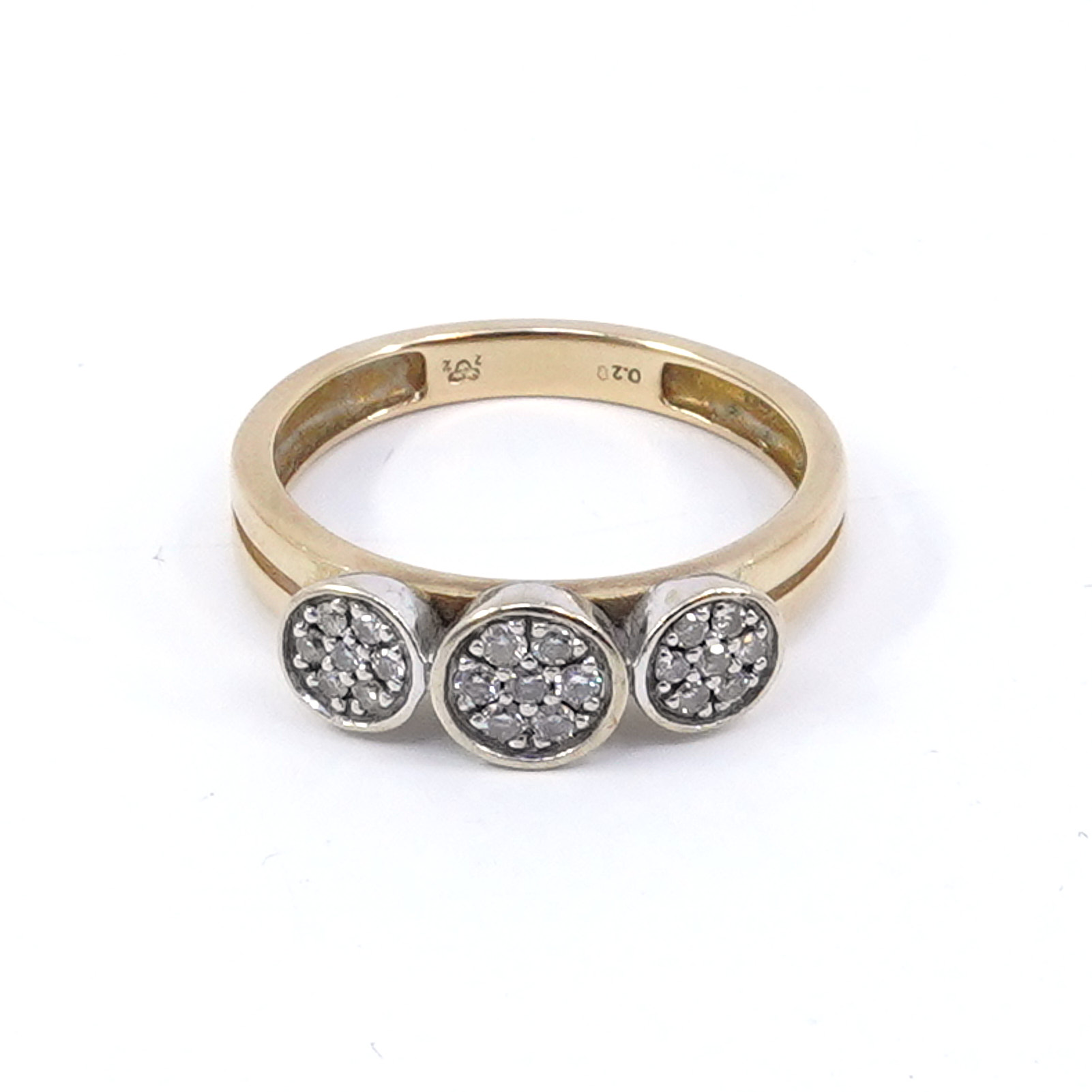 Ring tvåfärgat guld 18K 3,6g Ø17 med diamanter 21xca0,005ct