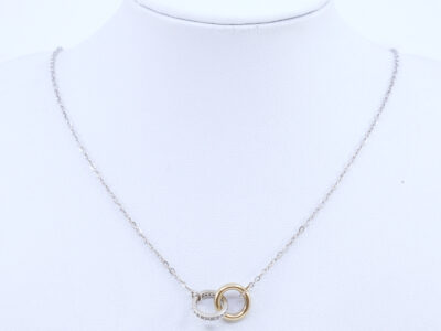 Halskedja Ankar Vitguld 18K 4g Längd 43-46cm Bredd 1mm diamanter 24xca0,005ct